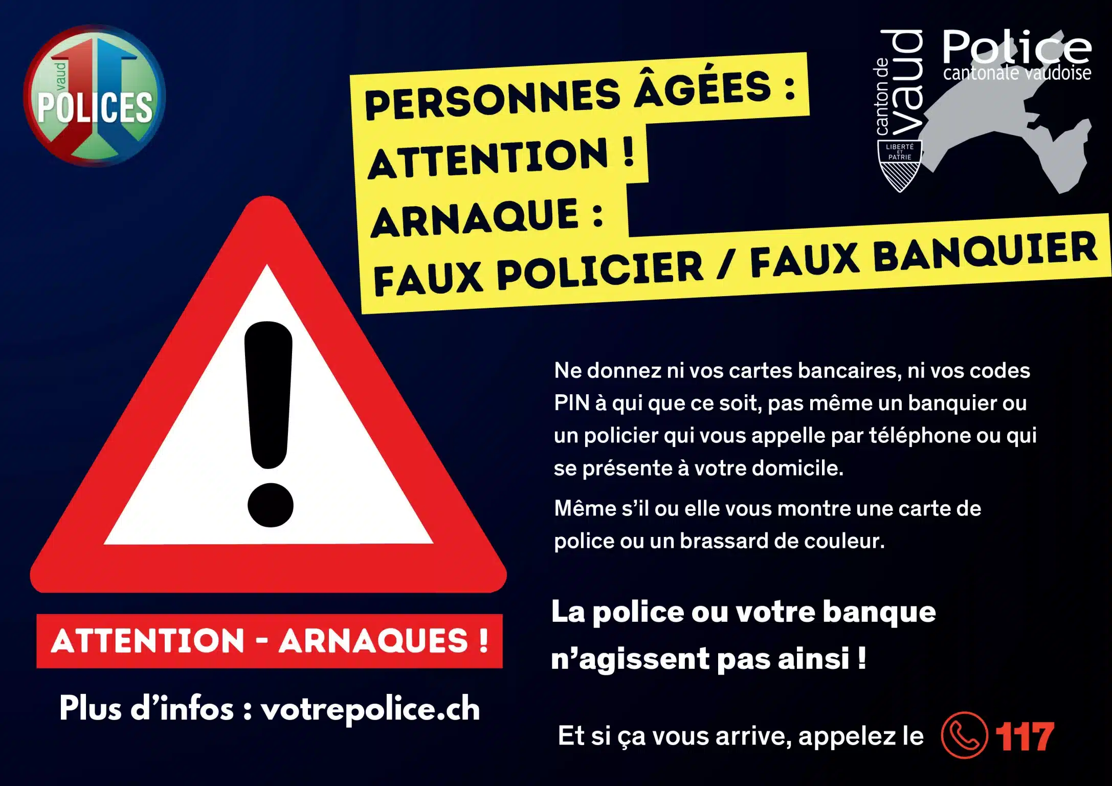 Arnaque aux faux policiers – Soyez très vigilants !!